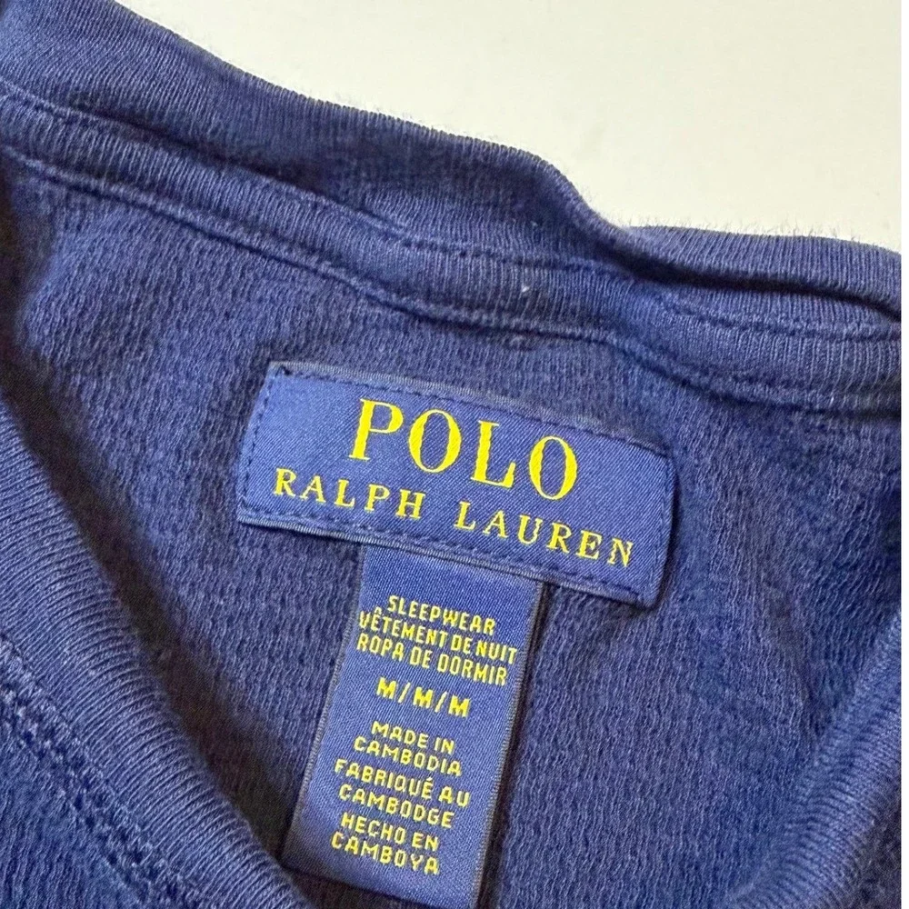 Polo Ralph Lauren Waffle Knit Mens Medium Navy Multi Color Pony Thermal